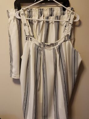 Lane Bryant Black and White Striped Tank & Shorts Set